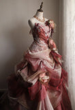 Pretty Prom Dress Strapless Pleated Flower Evening Dress Sweet 16 Dress Ball Gown HZ0319