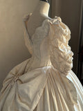Vintage Wedding Dress Asymmetrical Neck Pleated Wedding Dress HZ0319