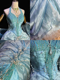 Gorgeous Prom Dress Halter Pleated Evening Dress Birthday Party Outfits Ball Gown HZ0319