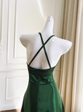 Elegant Prom Dress Dark Green Spaghetti Straps Backless Pleated Evening Dress Cocktail Dress Birthday Party Dress HZ0319