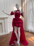 New Arrival Homecoming Dress Red Spaghetti Straps Tiered Pleated Prom Dress Cocktail Dress Birthday Party Dress HZ0319