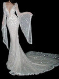 New Arrival Wedding Dress Crew Neck Backless Mermaid Wedding Dress HZ0319