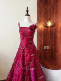 Gorgeous Prom Dress A Line Spaghetti Straps Pleated Gala Dress Evening Dress HZ0319