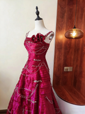 Gorgeous Prom Dress A Line Spaghetti Straps Pleated Gala Dress Evening Dress HZ0319