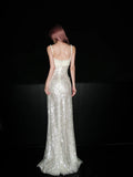 Shiny Prom Dress Spaghetti Straps Sequins Evening Dress Gala Dress Formal Dress HZ0319