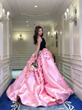 New Design Prom Dress V-neck Pleated Ball Gown Evening Dress Quinceanera Dress HZ0319