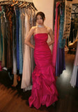 Minimalist Prom Dress Strapless Pleated Gala Gown Formal Dress Evening Dress HZ0319