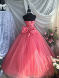 Beauty Prom Dress Strapless Pleated Tulle Ball Gown Quinceanera Dress Evening Dress HZ0319