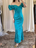 Gorgeous Prom Dress Off Shoulder Pleated Print Mermaid Gala Dress Evening Dress Formal Dress HZ0319