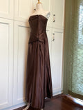 Minimalist Prom Dress Brown Strapless Pleated Gala Dress Evening Dress Formal Dress HZ0319