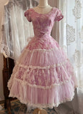 Sweet Prom Dress Short Sleeves Tulle Pleated Evening Dress Gala Dress Birthday Party Dress HZ0319
