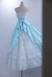 New Design Prom Dress Baby Bule Spaghetti Straps Pleated Evening Dress Birthday Party Dress Formal Dress HZ0319