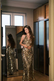 Shiny Prom Dress V-neck Backless Sequins Birthday Party Dress Evening Dress Cocktail Dress HZ0319