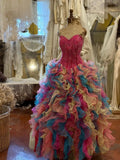 Colorful Prom Dress Sweetheart Ruffle Evening Dress Quinceanera Dress Ball Gown HZ0319
