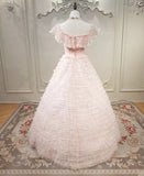 Cute Prom Dress Crew Neck Tiered Evening Dress Quinceanera Dress Ball Gown HZ0319