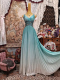 Elegant Prom Dress V-neck Backless Pleated Gala Dress Evening Dress Formal Dress HZ0319