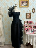 Stunning Prom Dress Black Strapless Pleated Ruffle Birthday Party Dress Evening Dress HZ0319