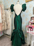Elegant Prom Dress Dark Green V-neck Backless Mermaid Gala Dress Evening Dress HZ0319