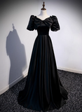 Elegant Prom Dress Black V-neck Pleated Gala Dress Evening Dress Formal Dress HZ0319