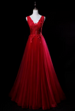 Charming Prom Dress V-neck Tulle Pleated Gala Dress Evening Dress Formal Dress HZ0319