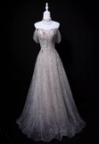 Shiny Prom Dress A Line Off Shoulder Tulle Gala Dress Evening Dress Formal Dress HZ0319