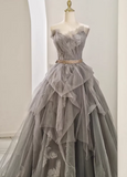 New Arrival Prom Dress Asymmetrical Neck Pleated Tulle Gala Dress Evening Dress Formal Dress HZ0319