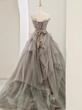 New Arrival Prom Dress Asymmetrical Neck Pleated Tulle Gala Dress Evening Dress Formal Dress HZ0319