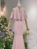 New Arrival Prom Dress Light Pink Crew Neck Mermaid Gala Dress Evening Dress Formal Dress HZ0319