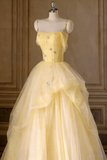 Beauty Prom Dress Spaghetti Straps Pleated Tulle Evening Dress Quinceanera Dress Ball Gown HZ0319
