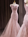 Stunning Prom Dress Strapless Pleated Tulle Mermaid Gala Dress Evening Dress Formal Dress HZ0319