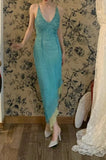Shiny Prom Dress V-neck Backless Gala Dress Cockatail Dress Evening Dress HZ0319