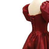 Satin A Line Long Burgundy Prom Dress Floor Length Formal Party Gown HZ0319