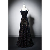 Spaghetti Strap Sequins Prom Dress Shiny Formal Evening Party Dress HZ0319