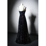 Spaghetti Strap Sequins Prom Dress Shiny Formal Evening Party Dress HZ0319