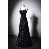 Spaghetti Strap Sequins Prom Dress Shiny Formal Evening Party Dress HZ0319