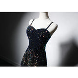 Spaghetti Strap Sequins Prom Dress Shiny Formal Evening Party Dress HZ0319
