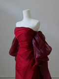 Simple Satin Burgundy Long Prom Dress, Burgundy Long Evening Dress HZ0319