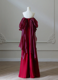 Simple Satin Burgundy Long Prom Dress, Burgundy Long Evening Dress HZ0319
