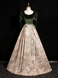 A-Line Satin Velvet Long Prom Dress, Satin Long Formal Dress HZ0319