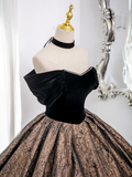 A-Line Sweetheart Neck Tulle Satin Black Long Prom Dress, Black Long Evening Dress HZ0319