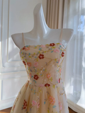 A-Line Tulle Sequin Champagne Pink Prom Dress, Champagne Homecoming Dress HZ0319