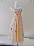 A-Line Tulle Sequin Champagne Pink Prom Dress, Champagne Homecoming Dress HZ0319