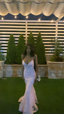 Pink Straps Backless Mermaid Long Prom Dress Graduation Dress HZ0319