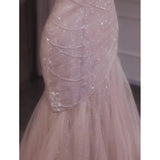 Pink Shiny Tulle Mermaid Prom Dress Fairy Formal Evening Dress HZ0319