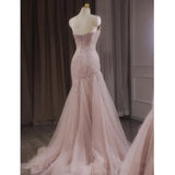 Pink Shiny Tulle Mermaid Prom Dress Fairy Formal Evening Dress HZ0319