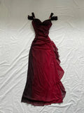 Burgundy Prom Dress A Line Shiny Sweetheart Long Gala Dress Ruffled Evening Gown Birthday Party Dress HZ0319