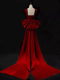 Red Mermaid Straps Sleeveless Long Prom Dresses Evening Gown HZ0319