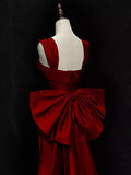 Red Mermaid Straps Sleeveless Long Prom Dresses Evening Gown HZ0319