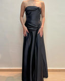 Black Strapless A Line Elegant Long Prom Dress Formal Party Dress HZ0319
