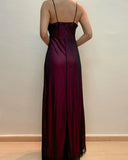 V Neck A Line Vintage Long Prom Dress Ruffle Evening Party Dress HZ0319